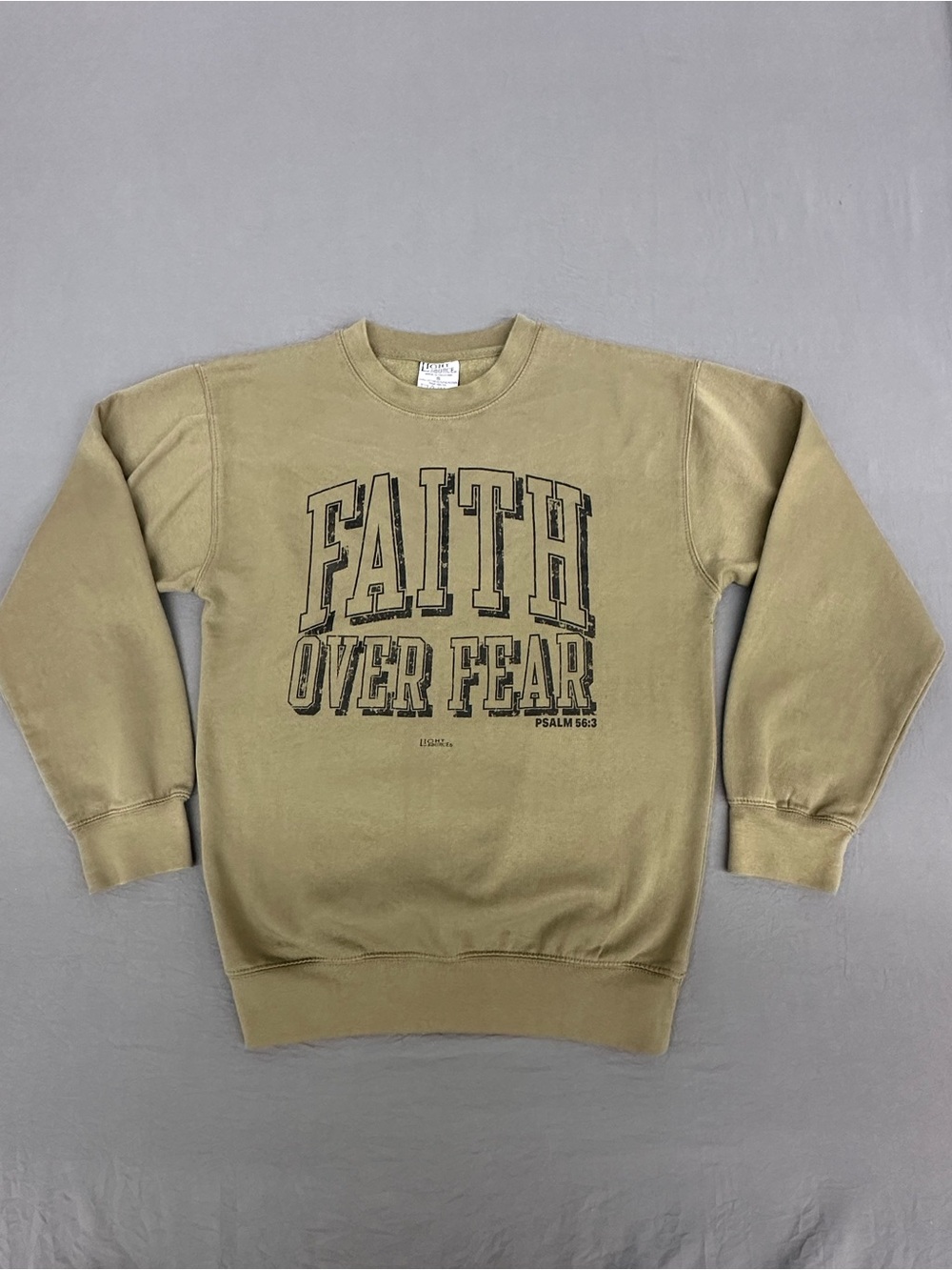 Faith Over Fear Crewneck Sweatshirt - Tan/Beige